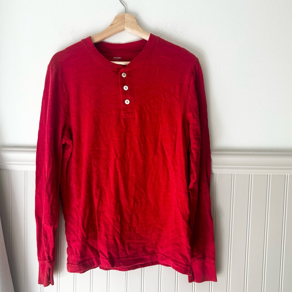 Old Navy Men’s Small Red Long Sleeve Cotton Henley